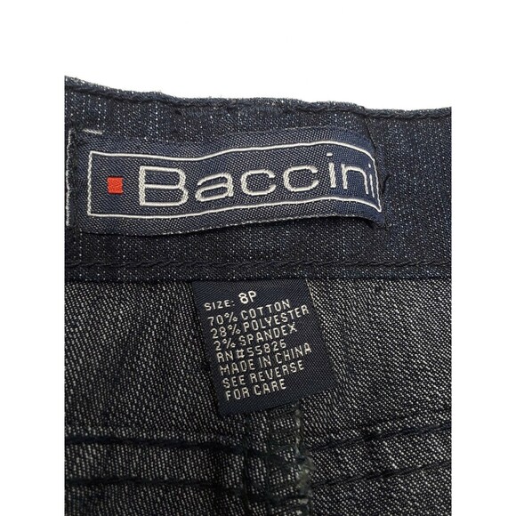 Baccini Capri Blue Jeans Sz 8P Denim Embriodered Studded Cuffed Flap Pockets - Picture 9 of 10